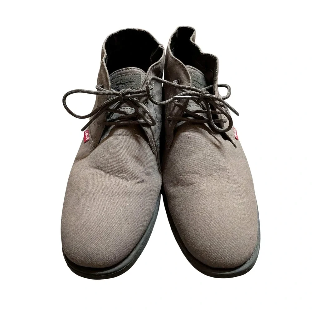 Levis Mens Canvas Chukka Boots Grey Brown Lace Up Desert Ankle Shoes